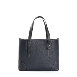 TOTE BAG MIDI BLU SCURO In pelle martellata