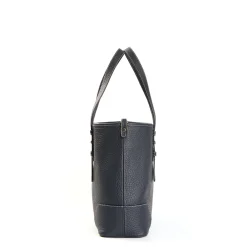TOTE BAG MIDI BLU SCURO In pelle martellata