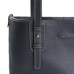 TOTE BAG MIDI BLU SCURO In pelle martellata