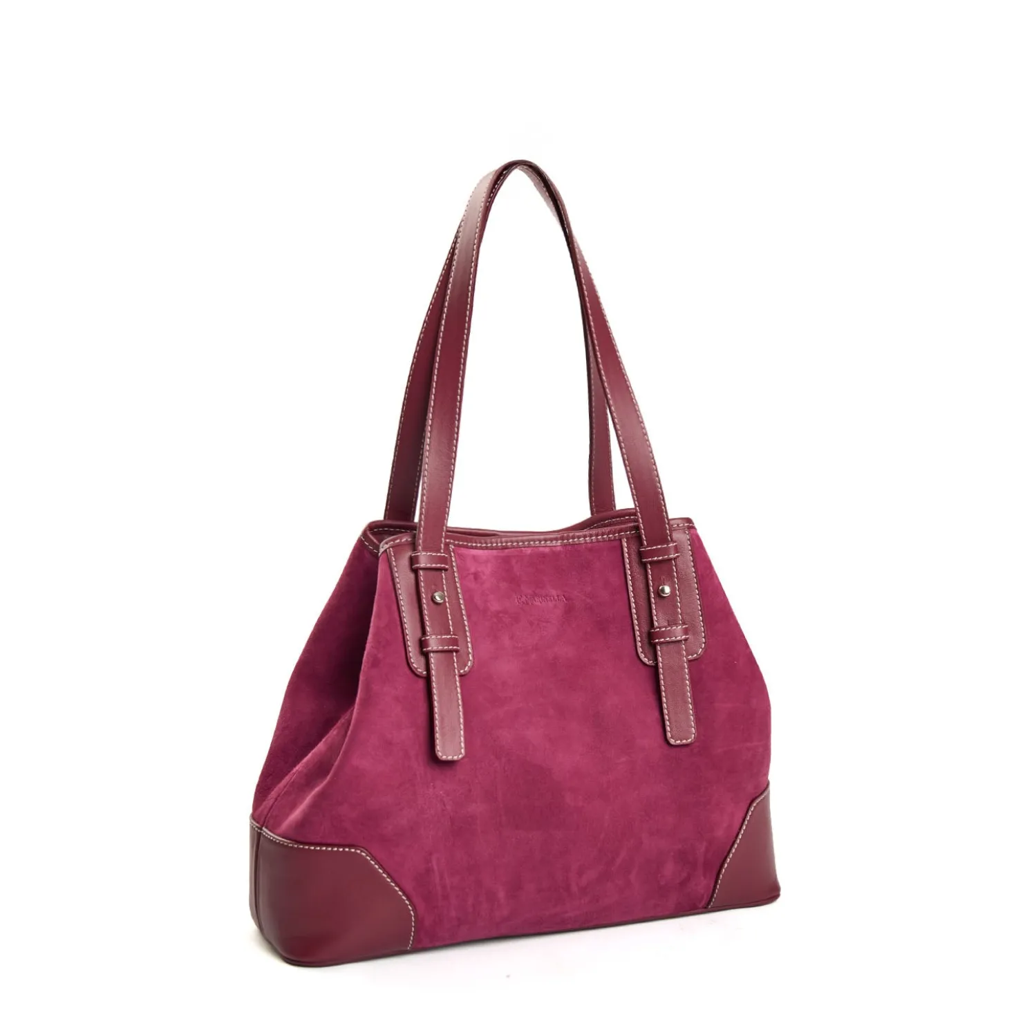 TOTE BAG MIDI BORDEAUX In suede e pelle