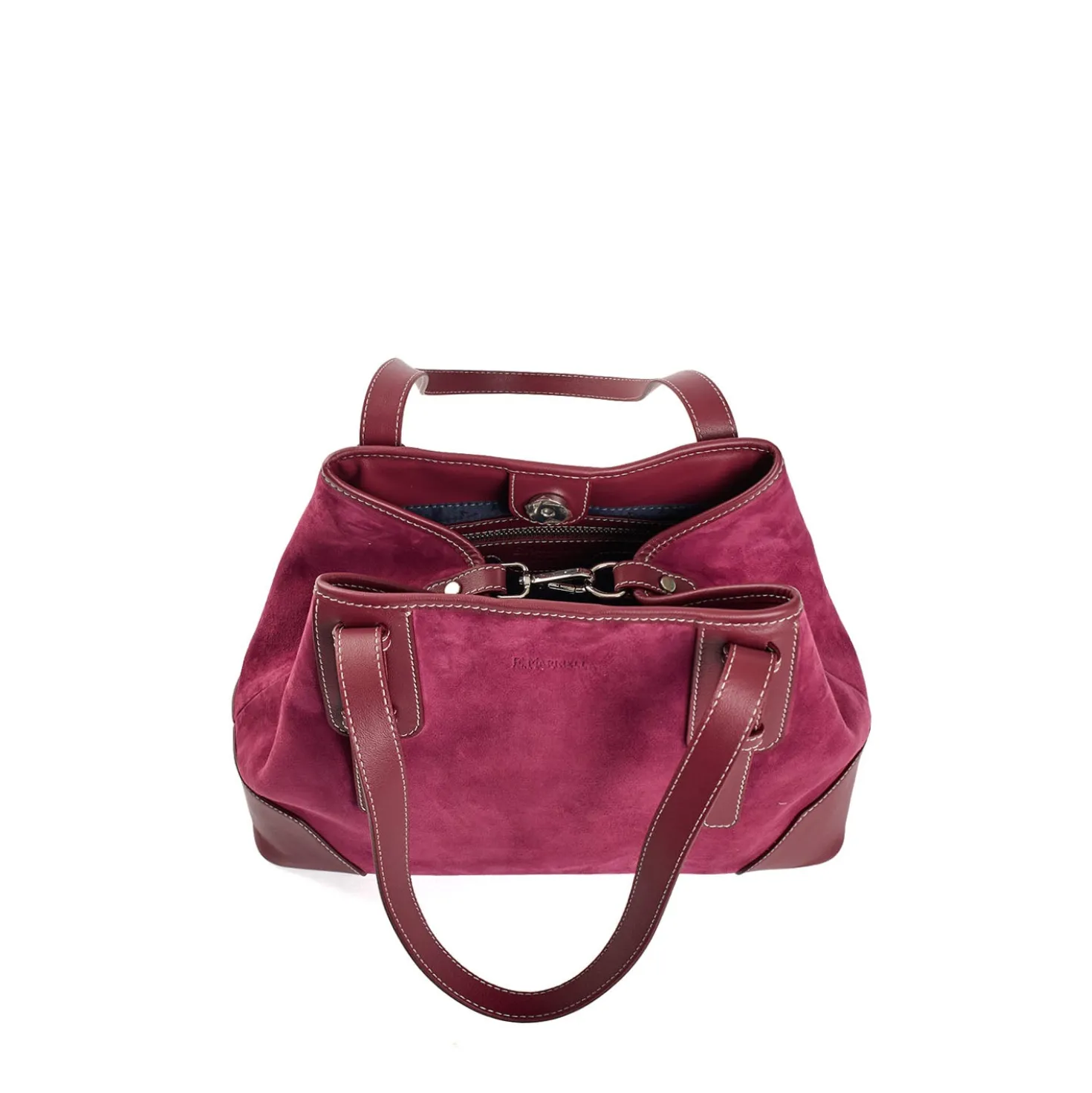 TOTE BAG MIDI BORDEAUX In suede e pelle