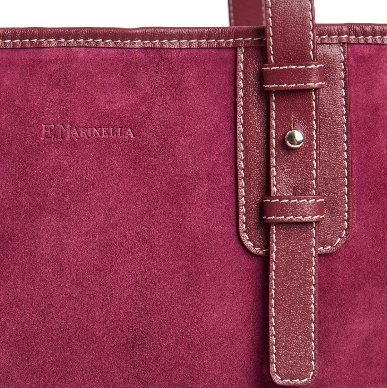 TOTE BAG MIDI BORDEAUX In suede e pelle