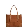 TOTE BAG MIDI COLOR CUOIO In suede e pelle