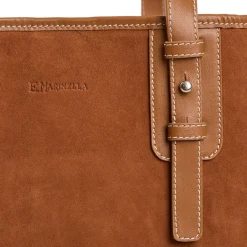 TOTE BAG MIDI COLOR CUOIO In suede e pelle