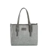 TOTE BAG MIDI GRIGIO CHIARO In lana e pelle