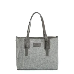 TOTE BAG MIDI GRIGIO CHIARO In lana e pelle