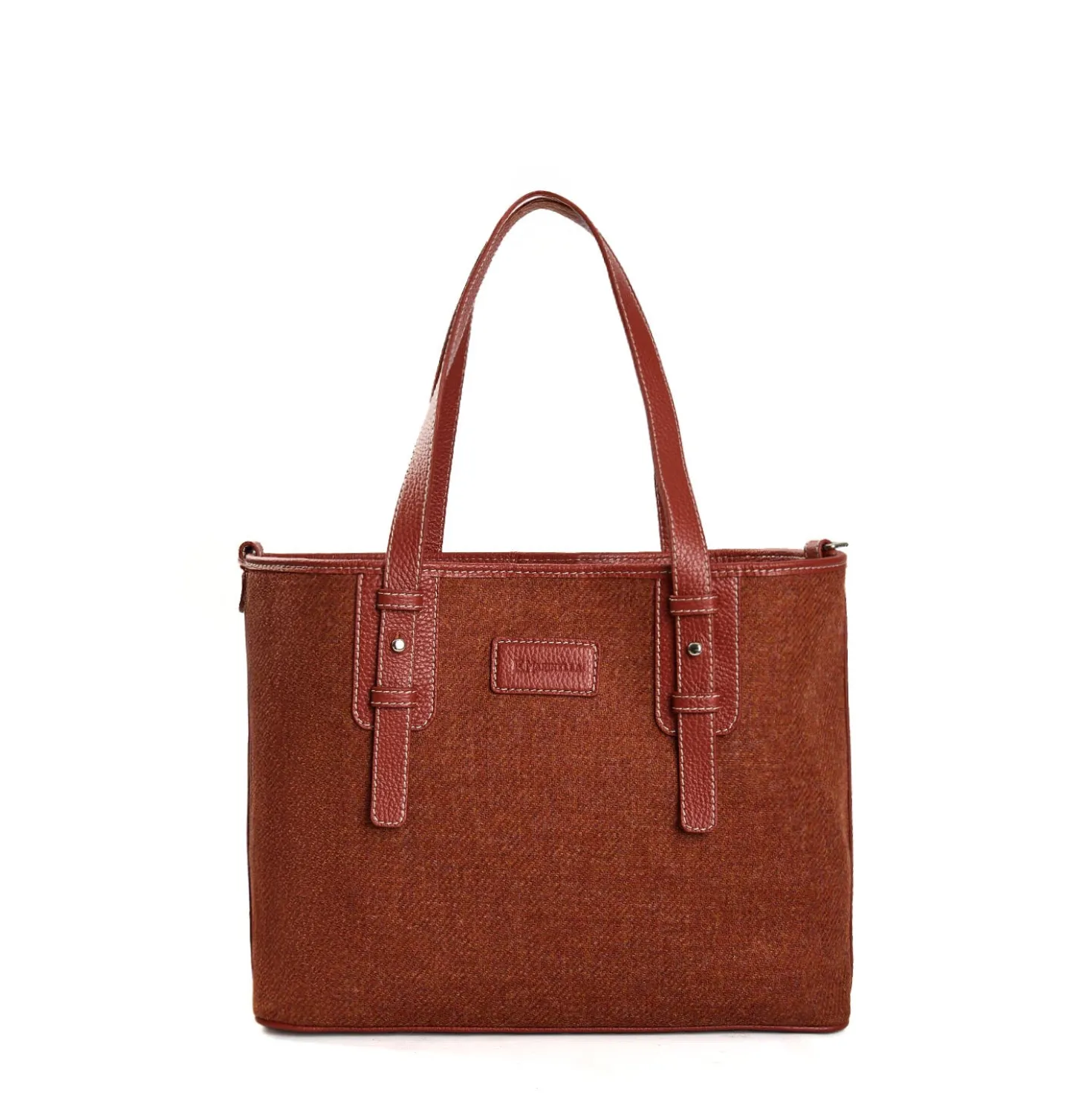 TOTE BAG MIDI MARRONE CHIARO In lana e pelle