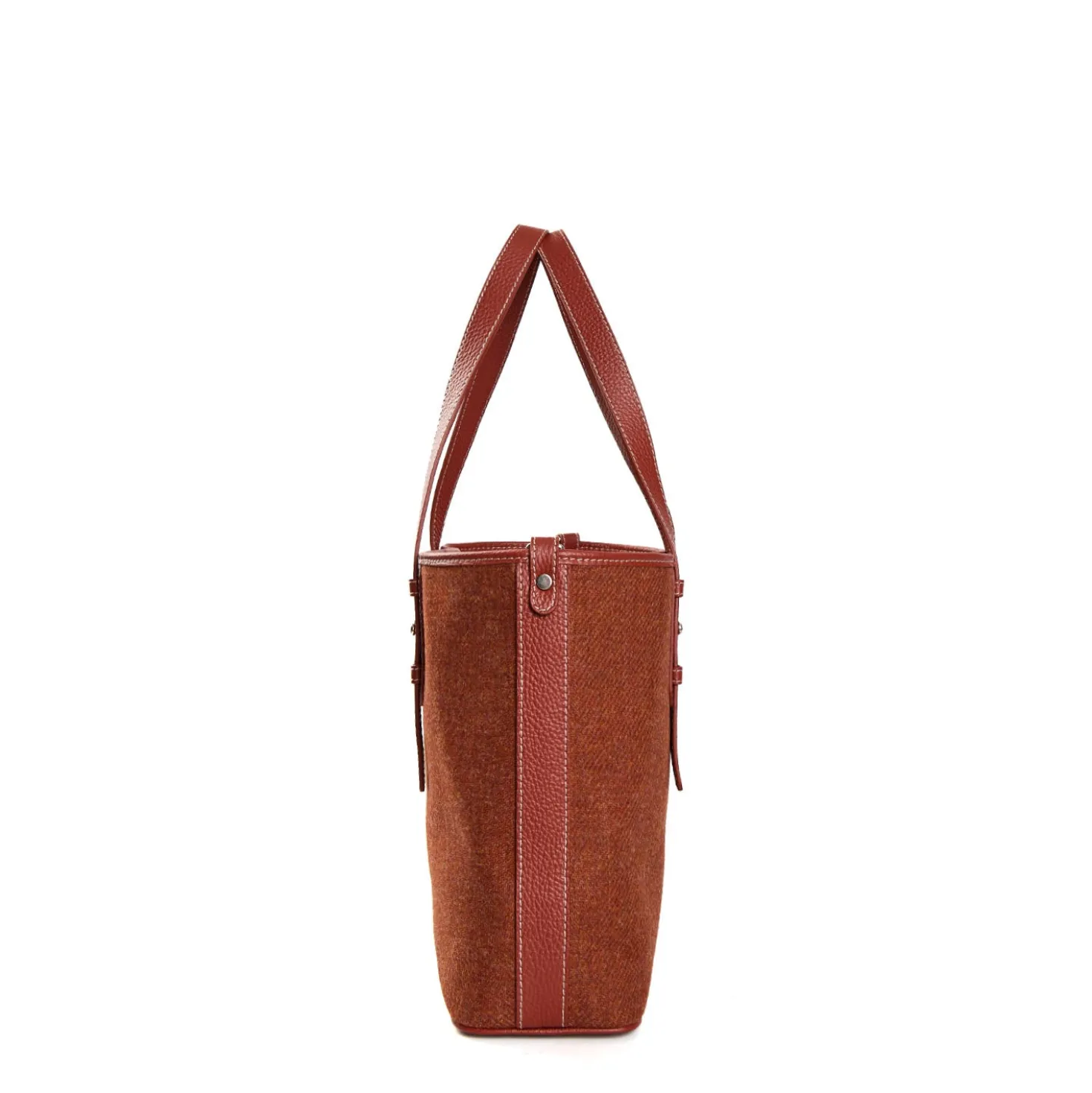 TOTE BAG MIDI MARRONE CHIARO In lana e pelle