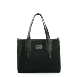TOTE BAG MIDI VERDE SCURO In lana e pelle