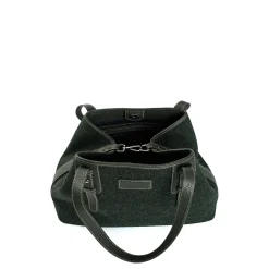 TOTE BAG MIDI VERDE SCURO In lana e pelle