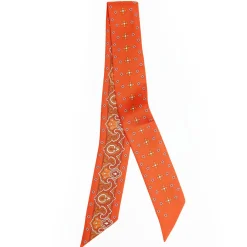 TWILLY IN SETA ARANCIONE Greek key floral