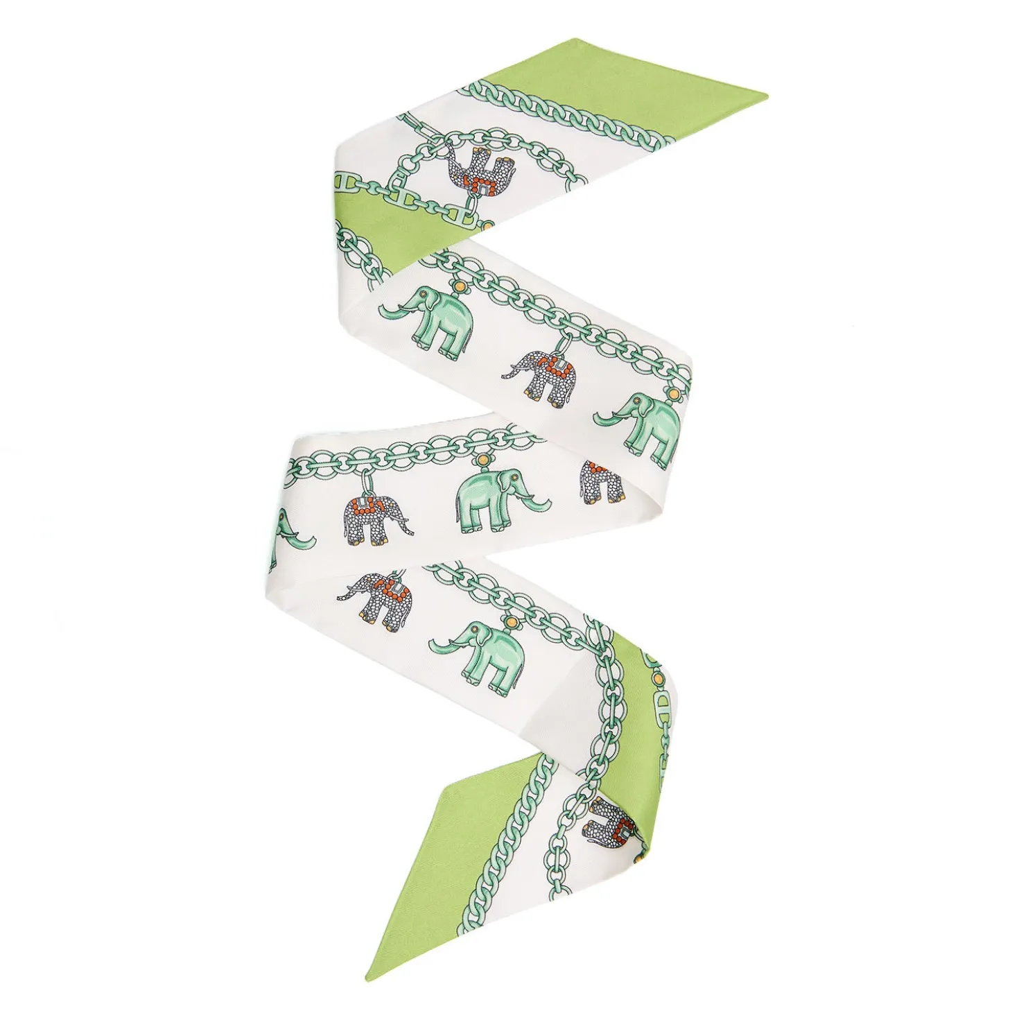 TWILLY IN SETA VERDE CHIARO Lucky elephant